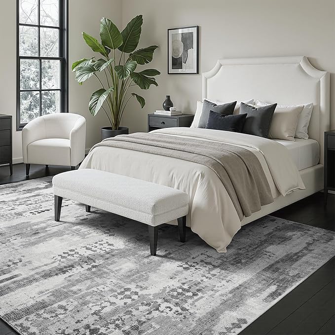 DCX Abstract Area Rug 9x12, Washable Gray Modern Rug - Image 7