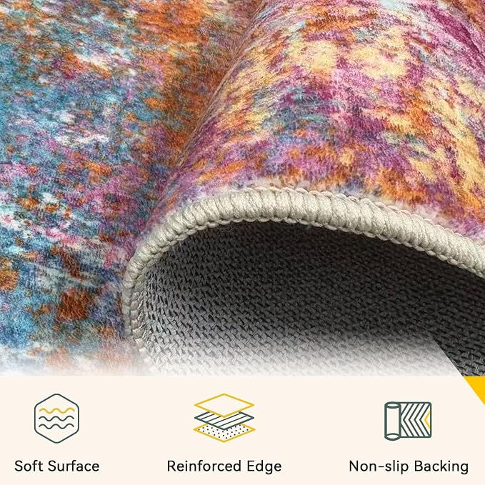RELEANY Washable Area Rugs 4'x6' Non-Slip Modern Abstract Soft - Image 6