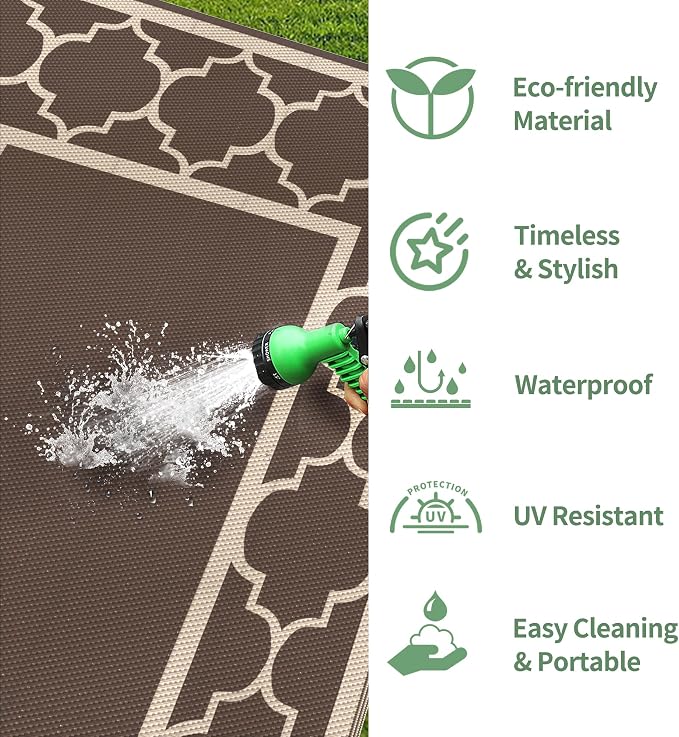 GENIMO 6' x 9' Outdoor Rug Waterproof - Image 9