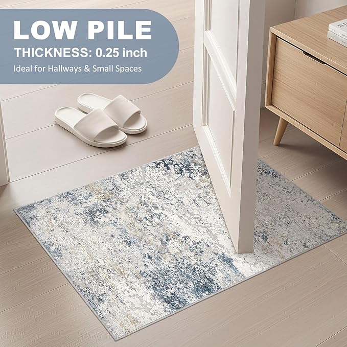 DMOYEST 2x3 Entryway Area Rug: Washable Neutral Modern Abstract Small Rug - Image 3
