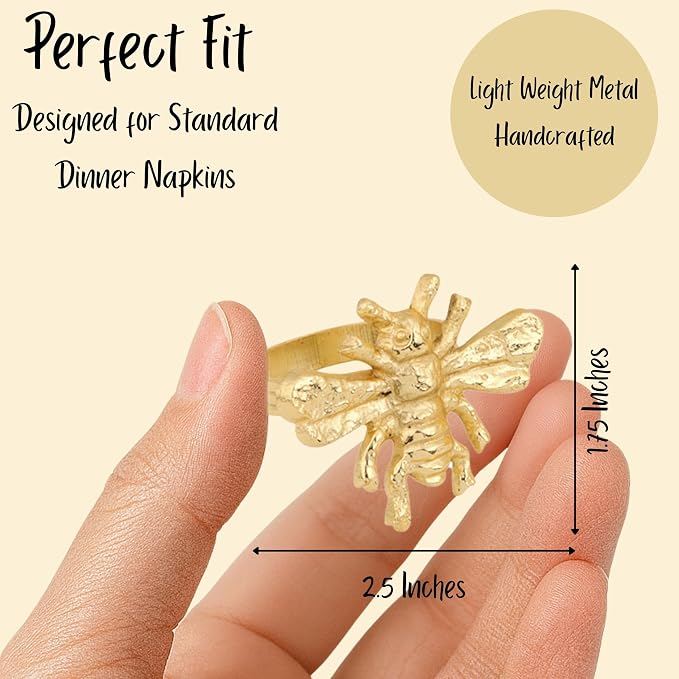 ALPHA Living HOME 12 Pcs Bee Napkin Rings - Image 3