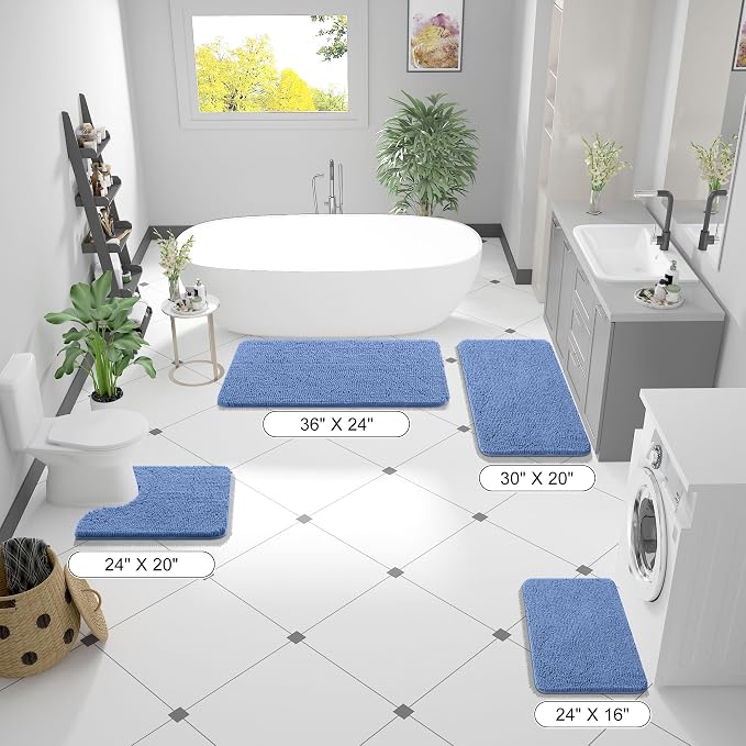 OLANLY Bathroom Runner Rugs 59x24, Soft Absorbent Chenille Bath Rugs, Rubber - Image 2