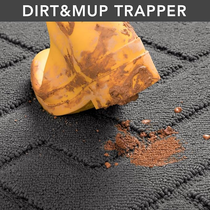 hicorfe Door Mat Indoor Entrance, TPR Backing Dirt Trapper Front Door Mat - Image 6