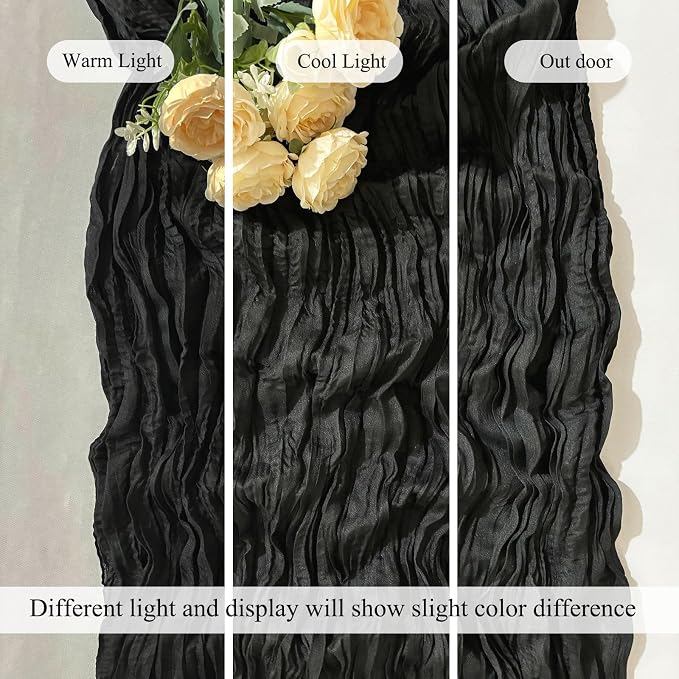 12Pack Black Cheesecloth Table Runner 20 x 120 inch Gauze Table Runners | Boho - Image 5