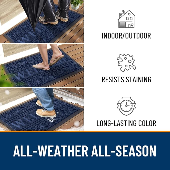 OLANLY Welcome Door Mat Indoor Outdoor Entrance, Heavy Duty Sturdy Front Door - Image 4
