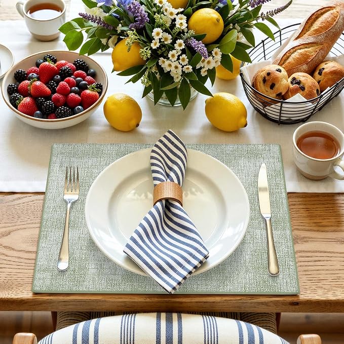Faux Leather Heat Resistant Placemats 6 Packs, Waterproof Wipeable Dining PU - Image 8