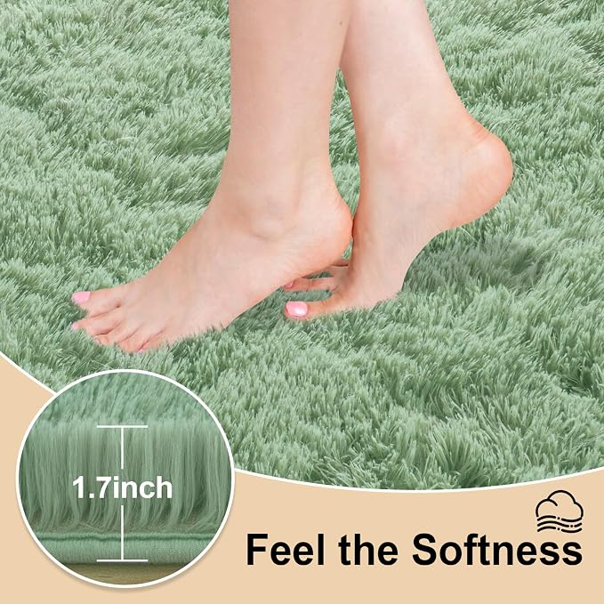 Mugorn Green Rugs for Living Room, 4x6 Feet Large Fluffy Area Rugs for Bedroom - Image 5