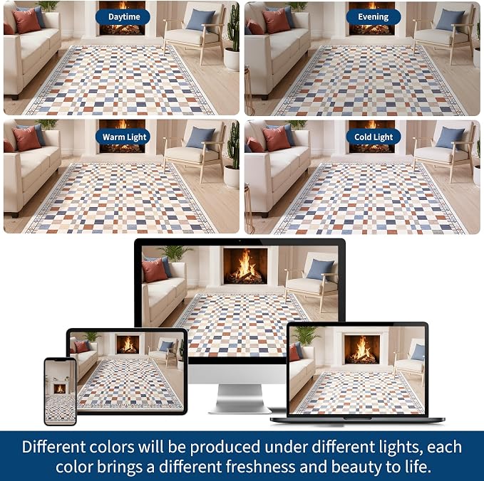 GarveeHome 2x3 Small Rug for Bathroom Machine Washable Modern Checkered Area - Image 6