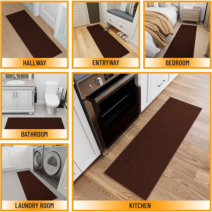 Ottomanson Hallway Runner Rug 20" x 53" Non Slip Solid Area Rugs Easy to Clean - Image 3