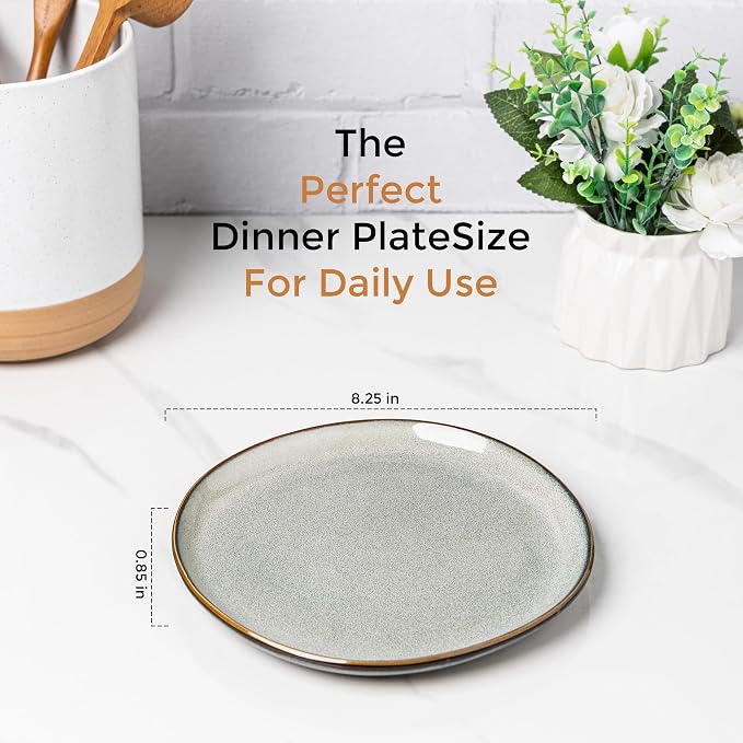 AmorArc Ceramic Plates Set of 6, 8.5 Inch Stoneware Small Dinner Plates Set | - Image 2