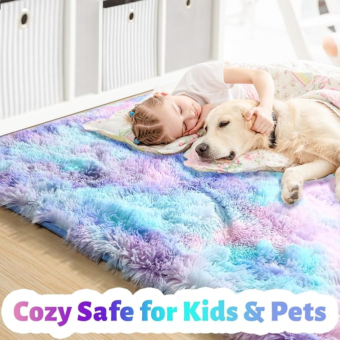 Amdrebio Blue Purple Rainbow Rugs - Image 2