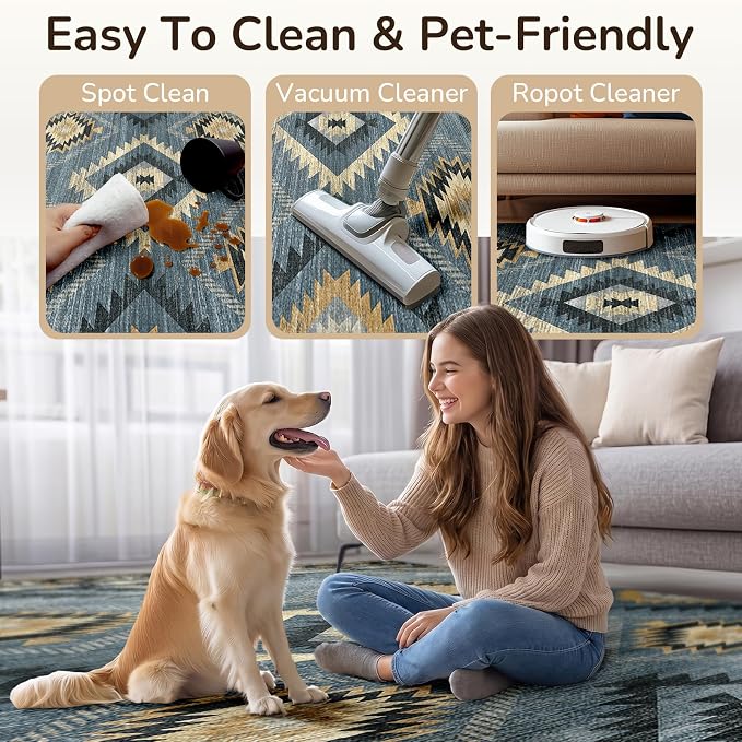 BESTSWEETIE Area Rug 5x7 Rug Machine Washable Rug Non-Slip Low Pile Print - Image 6