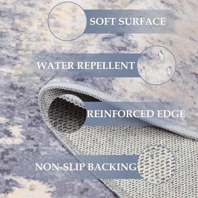RELEANY Washable Area Rugs 5'x8' Non-Slip Modern Abstract Soft - Image 8