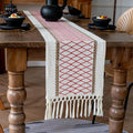 EMMTEEY Macrame Table Runner Boho Style 72 Inches Long, Hexagonal Red | Handmade by EMMTEEY