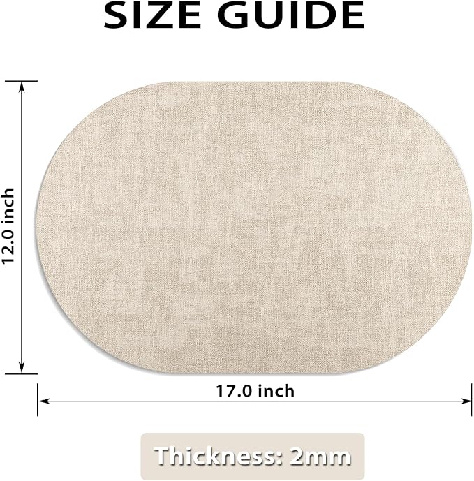Placemats for Dining Table Set of 8 Non-Slip, Heat Resistant Oval Leather - Image 6