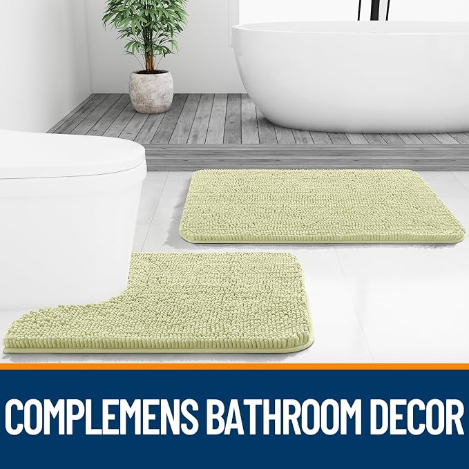 OLANLY Bathroom Runner Rugs 44x24, Soft Absorbent Chenille Bath Rugs, Rubber - Image 8
