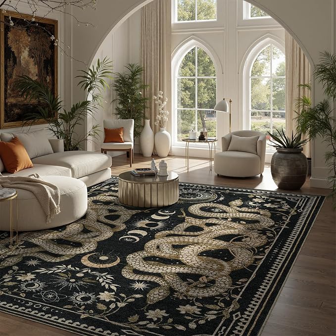 DCX Washable 5x7 Snake Rug, Soft Low Pile Carpet, Kid & Pet Friendly - Image 2