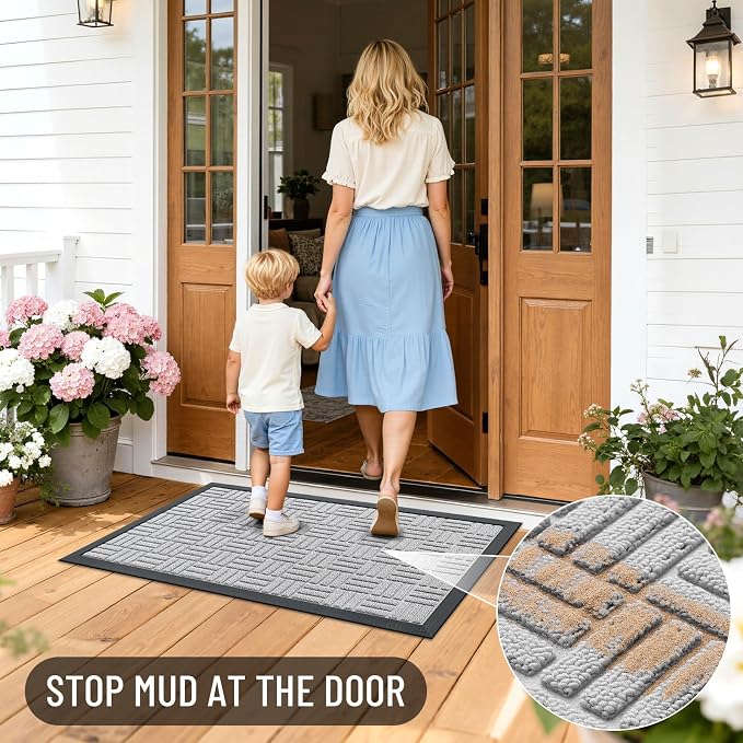 OLANLY Front Door Mat Outside Entrance 33x21, Heavy Duty Sturdy Natural Rubber - Image 7
