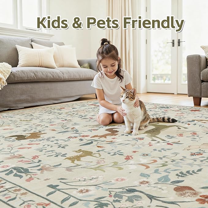 Runner Rug Washable Runners Kitchen Rugs Non Slip Neutral Floral Carpet Low Pile - Image 5