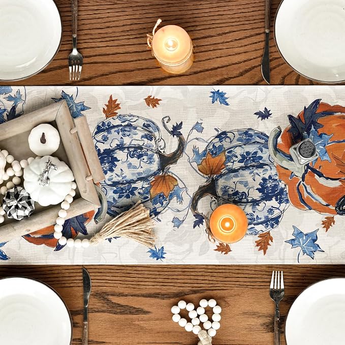 Artoid Mode 210 GSM Fall Table Runner 13x108 Inch Home Party Decor | Pumpkins - Image 7