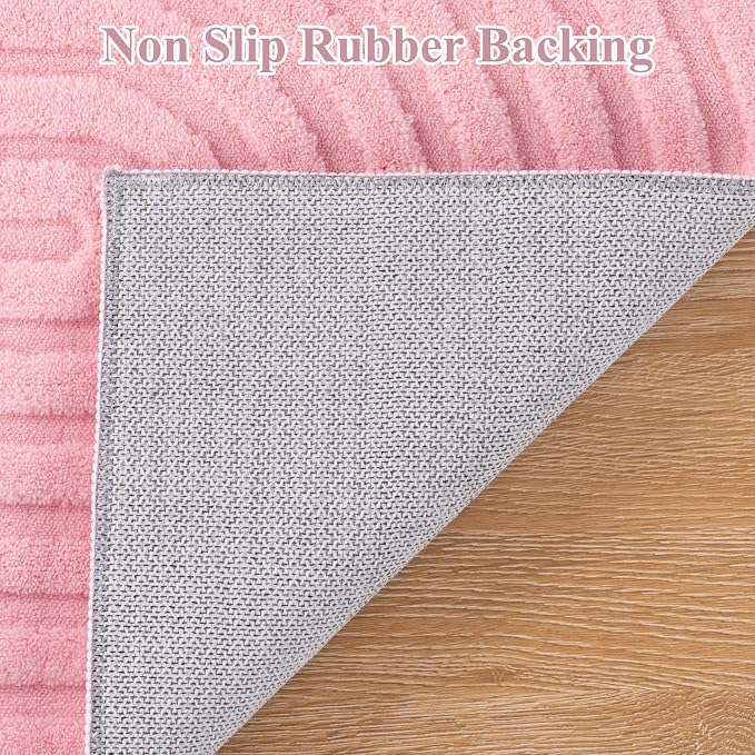 Pauwer Pink Area Rug for Girls Bedroom 4x6 Soft Fluffy Non Slip Machine - Image 4