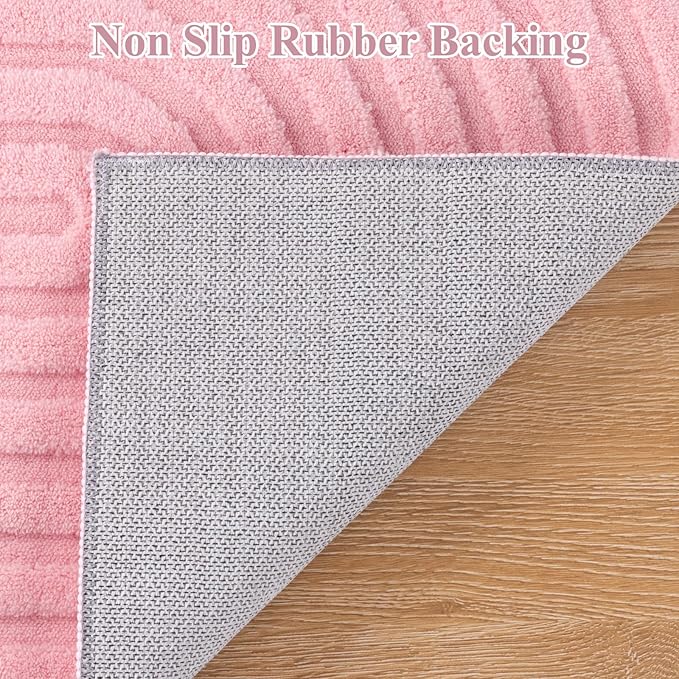 Pauwer Pink Area Rug for Girls Bedroom 6x9 Soft Fluffy Non Slip Machine - Image 4