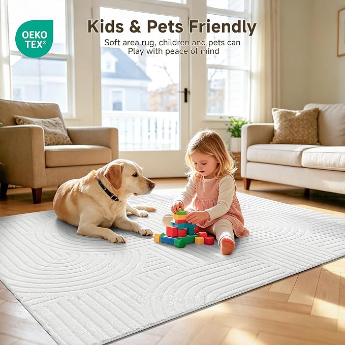 Pauwer 6x9 Washable Area Rugs for Living Room Modern White Solid Color Soft - Image 7