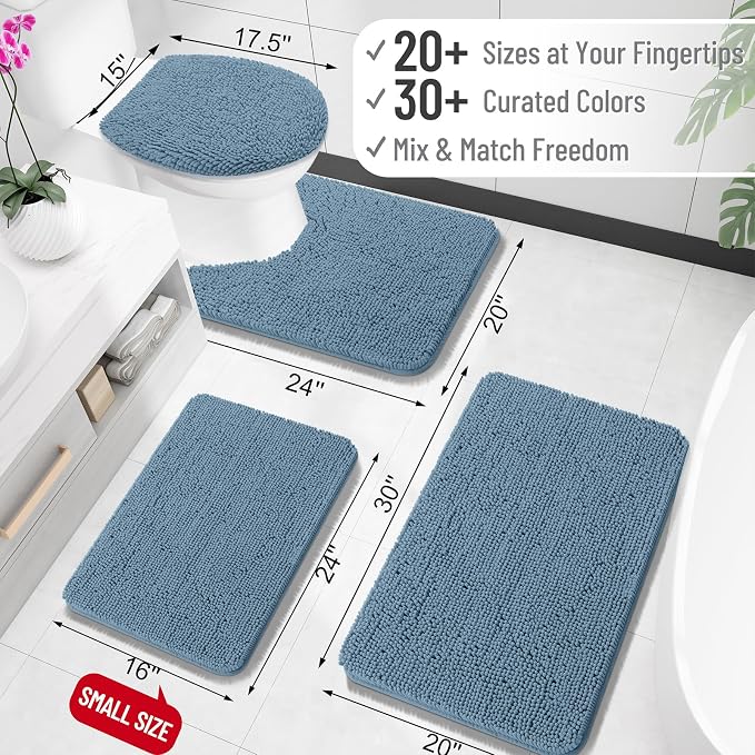 OLANLY Bathroom Rugs 30x20, Extra Soft Absorbent Chenille Bath Rugs, Rubber - Image 2