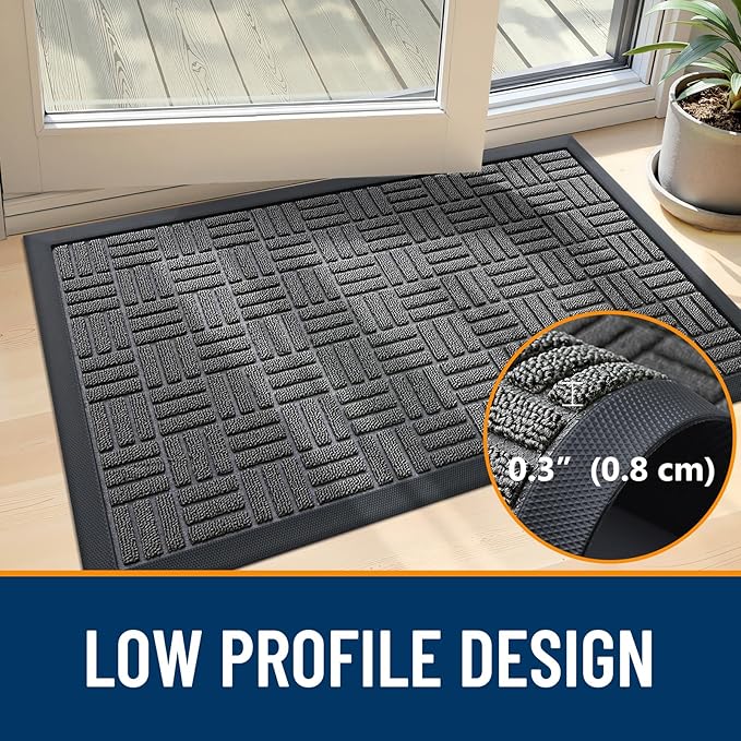 OLANLY Front Door Mat Outside Entrance 33x21, Heavy Duty Sturdy Natural Rubber - Image 5