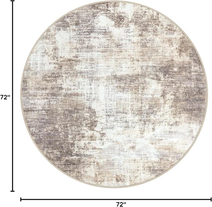 IOHOUZE Abstract Round Area Rug 6 Ft Washable Circle Rugs Large Round Rug Non - Image 2