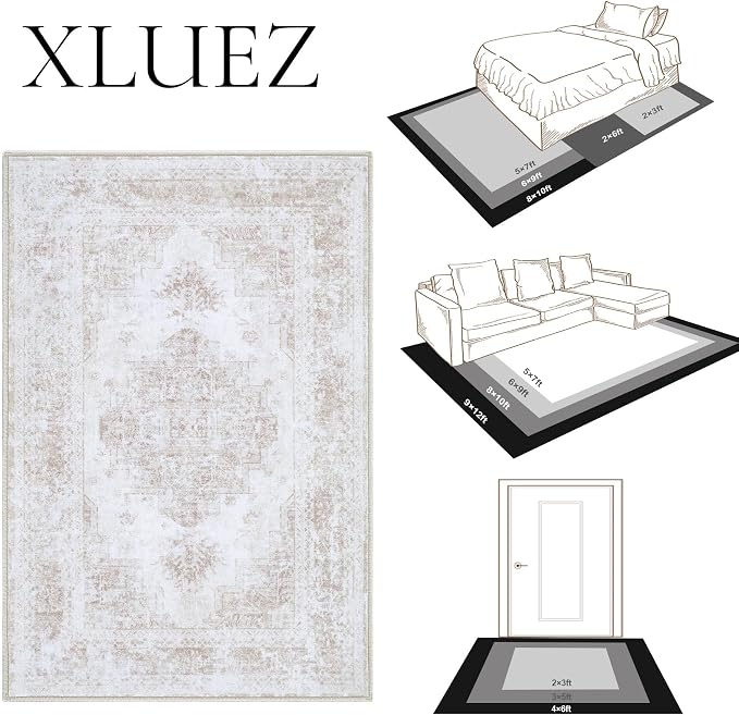 XLUEZ Runner Rug 2x6 Vintage Rugs, Machine Washable Kitchen Runner Retro - Image 8