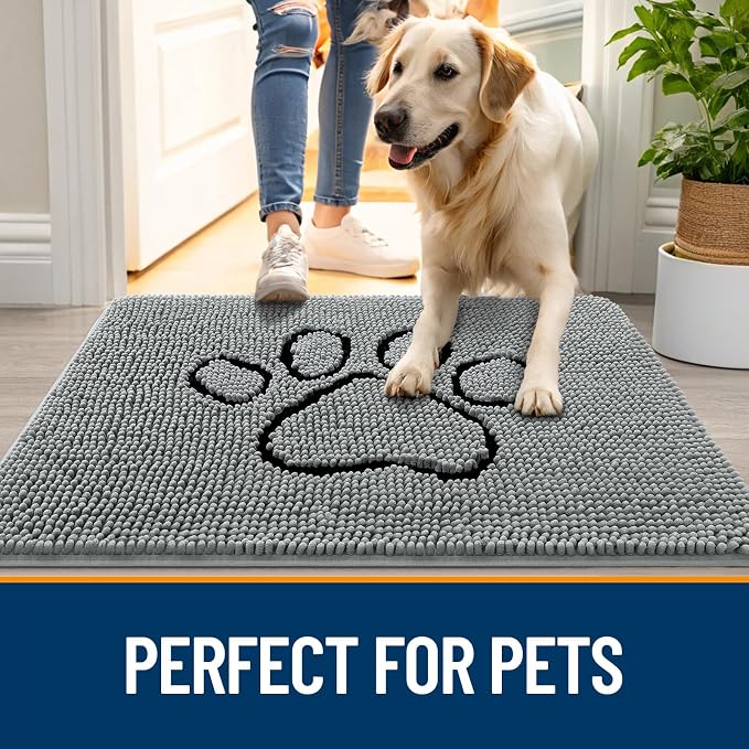 OLANLY Dog Door Mat for Muddy Paws 70x24, Paw Print Design, Absorbs Moisture - Image 6