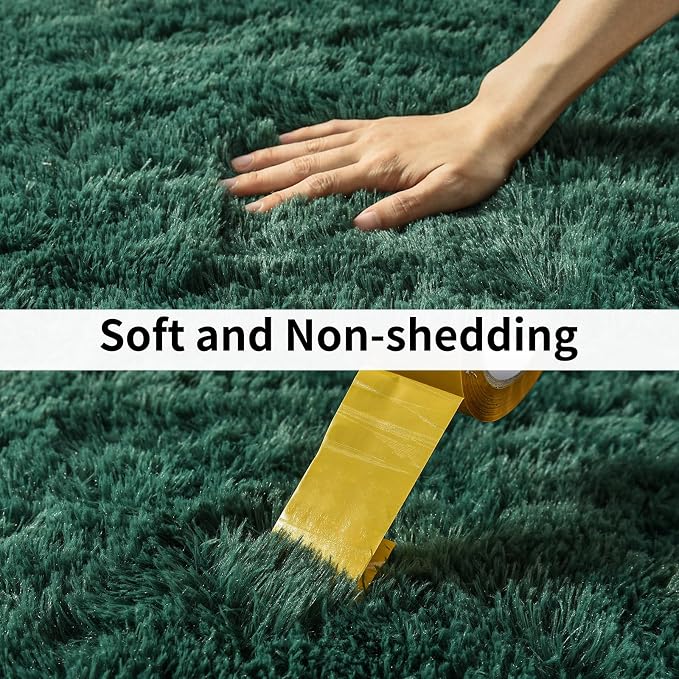 Soft Runner Rugs for Bedroom Hallways, 2 Packs 2x6 Green Fluffy Shag Throw Area - Image 6