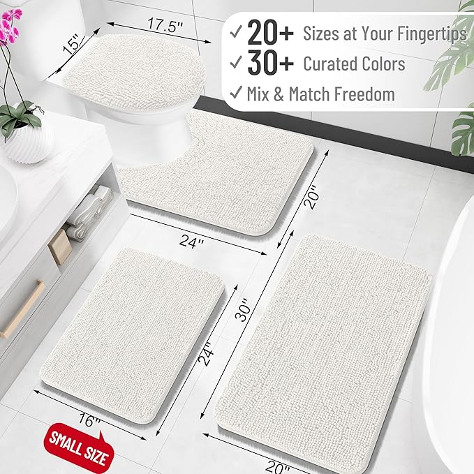 OLANLY Toilet Rugs U-Shaped 24x24, Extra Soft Absorbent Chenille Contour - Image 2