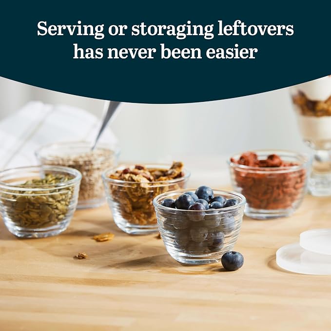 Libbey Small Glass Bowls with Lids Set of 8, Food Storage Prep Containers | Set - Image 2