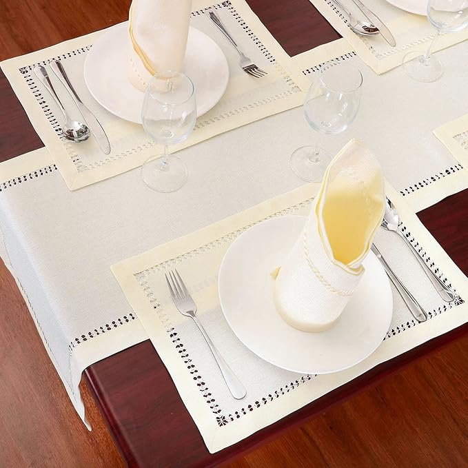 Grelucgo Handcrafted Solid Color Dining Table Runner, Double-Hemstitched - Image 3