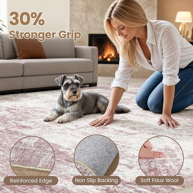Washable 5x7 Area Rug for Living Room - Image 3