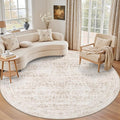 Round Area Rug for Living Room: 6ft Washable Vintage Boho Soft Thin Circle Rug by EXPEDIX