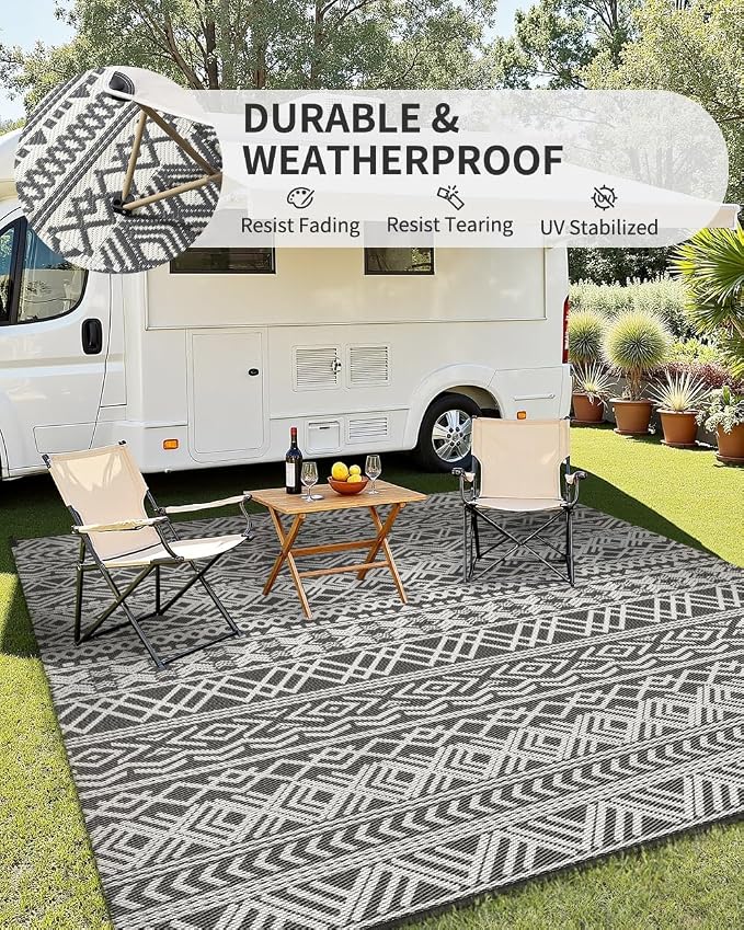 MontVoo Outdoor Rug 8x10 Waterproof Outdoor Patio Rug Mat Reverisble Plastic - Image 4
