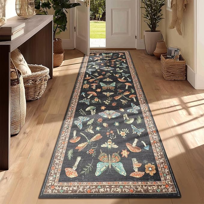 Mushroom 2x6 Runner Rug for Hallway Washable Kitchen Rugs Non Slip Low-Pile - Image 2