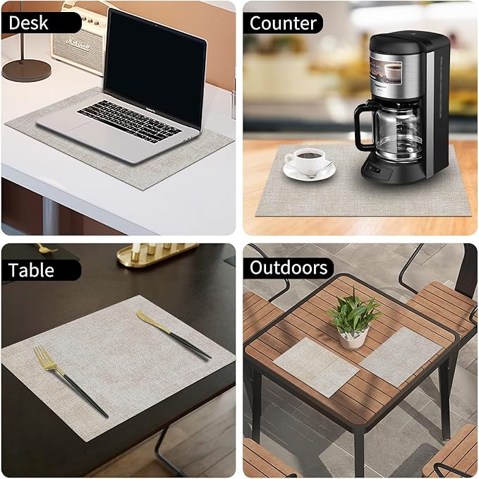 Faux Leather Heat Resistant Placemats 8 Packs, Waterproof Wipeable Dining PU - Image 9