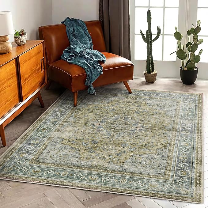 CHAMPLANT Area Rug 6'x9' Washable Vintage Traditional Floor Cover Thin Retro - Image 2