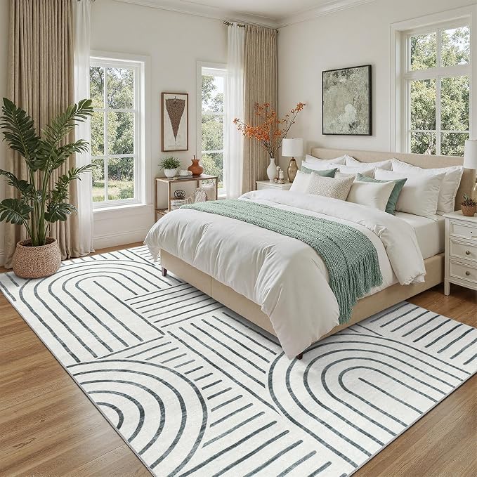 DCX Abstract Machine Washable 8x10 Rug, Soft Low Pile Non Slip Carpet, Kid & - Image 5