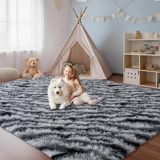 Fluffy Rugs for Living Room, 6x9 Ft Zebra Black and White Area Rug, Soft Large - Image 3