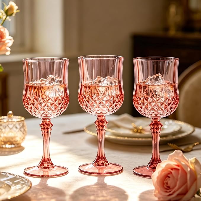 12Pack Plastic Wine Glasses, 7oz Vintage Goblets - Image 7