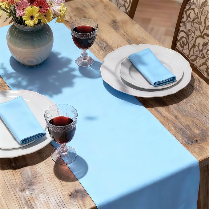 MEANMOY Baby Blue Table Runner 60 Inches Long Waterproof Table Runners | - Image 6