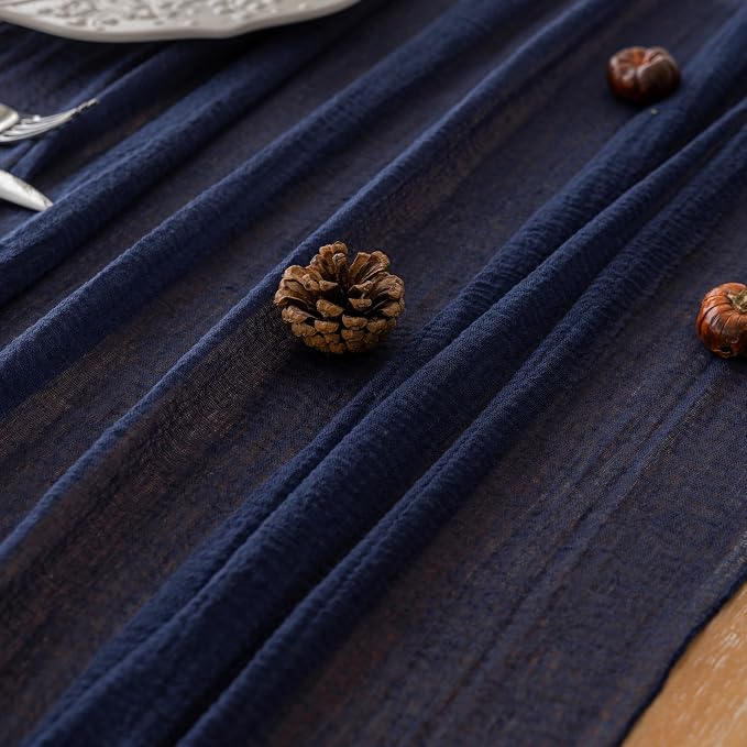 10Pcs Navy Cheesecloth Table Runner 120 Inches - Image 5