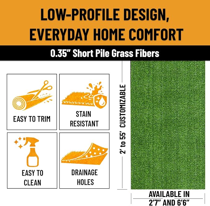 Ottomanson Artificial Grass Rug Lite 78" x 12', Large Fake Grass Carpet - Image 6