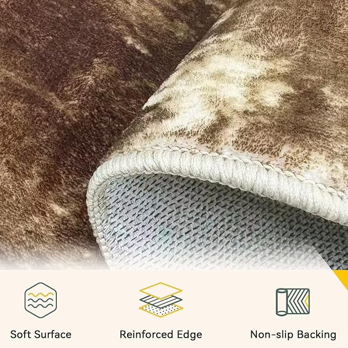 RELEANY Washable Area Rugs 4'x6' Non-Slip Modern Abstract Soft - Image 4