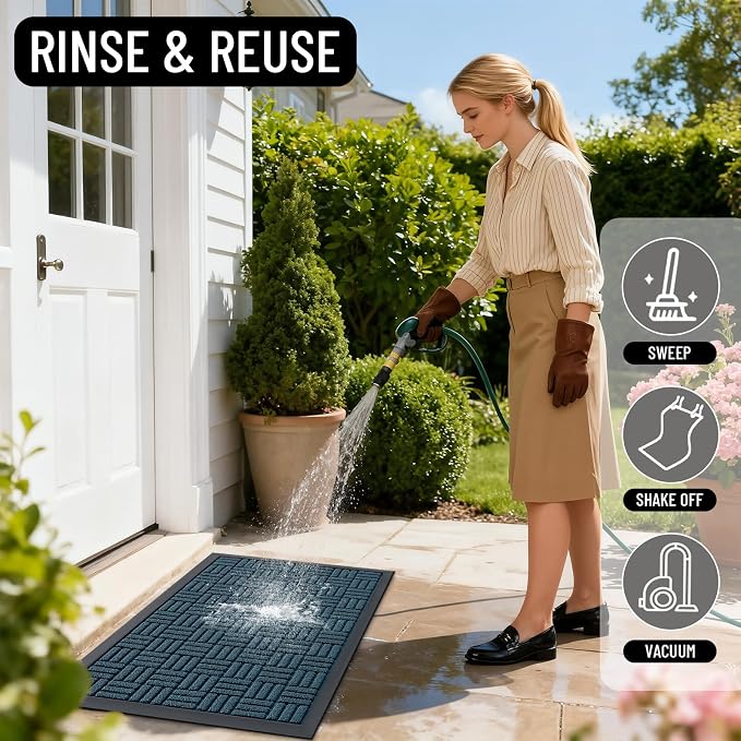 OLANLY Front Door Mat Outside Entrance 33x21, Heavy Duty Sturdy Natural Rubber - Image 8